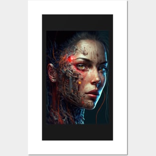 Beautiful Cyberpunk Woman Posters and Art